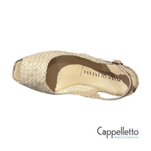 Carica l'immagine nel visualizzatore di Gallery, FANCY Sandalo Zeppa in Pelle Intrecciata Avorio 9835