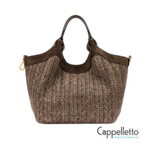 Carica l'immagine nel visualizzatore di Gallery, DUA Borsa Media in Pelle/Paglia Choco