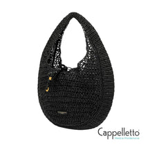 Carica l'immagine nel visualizzatore di Gallery, NEFELI Borsa Hobo in Raffia Nero