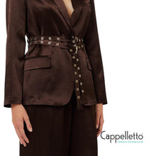 Carica l'immagine nel visualizzatore di Gallery, Blazer in Raso con Cintura Cioccolato CA6146