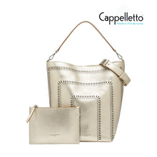 Carica l'immagine nel visualizzatore di Gallery, VANESSA Borsa in Pelle Light Gold-Caramello