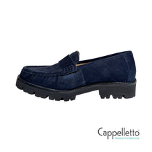 Carica l'immagine nel visualizzatore di Gallery, FIJO Mocassino Donna in Camoscio Arricciato Blu