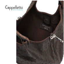 Carica l'immagine nel visualizzatore di Gallery, DUA Borsa Media Pelle Stampa Struzzo Espresso