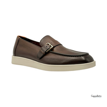 Carica l'immagine nel visualizzatore di Gallery, Mocassino Uomo Monk Strap Pelle Anticata Marrone