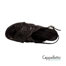 Carica l'immagine nel visualizzatore di Gallery, FORLI Sandalo Platform Pelle Intrecciata Nera