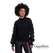 Carica l'immagine nel visualizzatore di Gallery, JANIQUE PullOver con Maniche Ricamate Nero