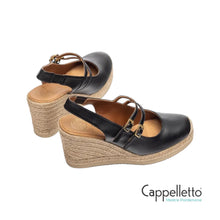 Carica l'immagine nel visualizzatore di Gallery, CYNTIA SlingBack Zeppa Corda Nero