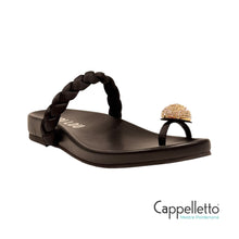 Carica l'immagine nel visualizzatore di Gallery, BALNE Ciabattina Flat con Gioiello Nero