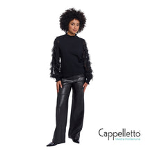 Carica l'immagine nel visualizzatore di Gallery, JANIQUE PullOver con Maniche Ricamate Nero