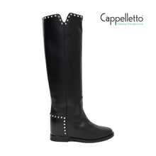 Carica l'immagine nel visualizzatore di Gallery, Stivale 2852 Nero con Spacco e Borchie Piramidali