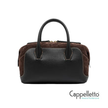 Carica l'immagine nel visualizzatore di Gallery, GEMMA Borsa Pelle Nero/Suede Moka