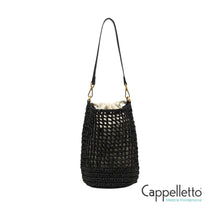Carica l'immagine nel visualizzatore di Gallery, NEFELI Borsa a Secchiello in Paglia Nero