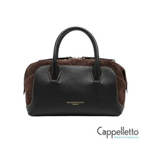 Carica l'immagine nel visualizzatore di Gallery, GEMMA Borsa Pelle Nero/Suede Moka