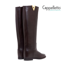 Carica l'immagine nel visualizzatore di Gallery, Stivale Alto Santa Monica Testa di Moro con V Oro 2568