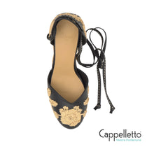 Carica l'immagine nel visualizzatore di Gallery, CARMELA 280 Espadrilla Pelle Nera e Ricami