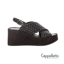 Carica l'immagine nel visualizzatore di Gallery, CAMILA Sandali con Zeppa in Nappa Caffè