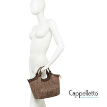 Carica l'immagine nel visualizzatore di Gallery, DUA Borsa Media in Pelle/Paglia Choco