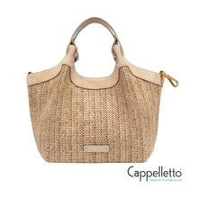 Carica l'immagine nel visualizzatore di Gallery, DUA Borsa Media in Pelle/Paglia Sabbia