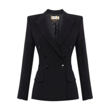 Carica l'immagine nel visualizzatore di Gallery, Giacca in crêpe con bande in raso Nero GI 143