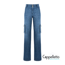 Carica l'immagine nel visualizzatore di Gallery, SALVO Panta Cargo Denim Leggero Blu Medio