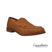 Carica l'immagine nel visualizzatore di Gallery, Mocassino Donna Nappa Intrecciata Cuoio