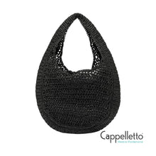Carica l'immagine nel visualizzatore di Gallery, NEFELI Borsa Hobo in Raffia Nero