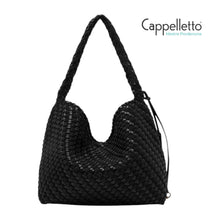 Carica l'immagine nel visualizzatore di Gallery, AURELIE Borsa Media in Pelle Intrecciata Nera