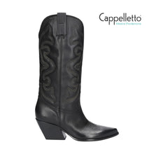 Carica l'immagine nel visualizzatore di Gallery, Stivale Texano E2000 Ricamato in Pelle Nera