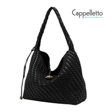 Carica l'immagine nel visualizzatore di Gallery, AURELIE Borsa Media in Pelle Intrecciata Nera