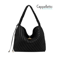 Carica l'immagine nel visualizzatore di Gallery, AURELIE Borsa Media in Pelle Intrecciata Nera
