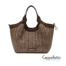 Carica l'immagine nel visualizzatore di Gallery, DUA Borsa Media in Pelle/Paglia Choco