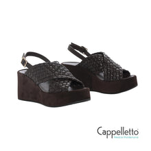 Carica l'immagine nel visualizzatore di Gallery, CAMILA Sandali con Zeppa in Nappa Caffè