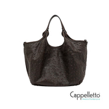 Carica l'immagine nel visualizzatore di Gallery, DUA Borsa Media Pelle Stampa Struzzo Espresso