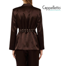 Carica l'immagine nel visualizzatore di Gallery, Blazer in Raso con Cintura Cioccolato CA6146