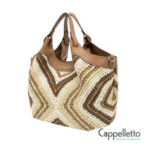Carica l'immagine nel visualizzatore di Gallery, DUA Borsa Media in Pelle/Paglia Cuoio