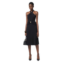 Carica l'immagine nel visualizzatore di Gallery, Abito in jersey leggero con scollo incrociato Nero AB719