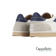 Carica l'immagine nel visualizzatore di Gallery, THAMES Uomo in Pelle Bianca Camoscio Grigio e Logo Blu