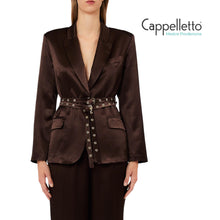 Carica l'immagine nel visualizzatore di Gallery, Blazer in Raso con Cintura Cioccolato CA6146
