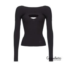 Carica l'immagine nel visualizzatore di Gallery, AMARANTO Maglia a costine con cut-out Nero