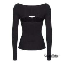 Carica l'immagine nel visualizzatore di Gallery, AMARANTO Maglia a costine con cut-out Nero
