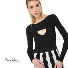 Carica l'immagine nel visualizzatore di Gallery, AMARANTO Maglia a costine con cut-out Nero