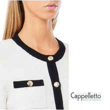 Carica l&#39;immagine nel visualizzatore di Gallery, Giacchina in Maglia Latte/Nero CF5131
