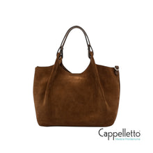 Carica l&#39;immagine nel visualizzatore di Gallery, DUA Borsa in Pelle Scamosciata Cognac
