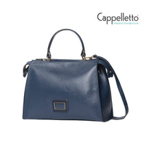 Carica l&#39;immagine nel visualizzatore di Gallery, ADELE L DO Borsa in Pelle Maiolica Blu/Gold
