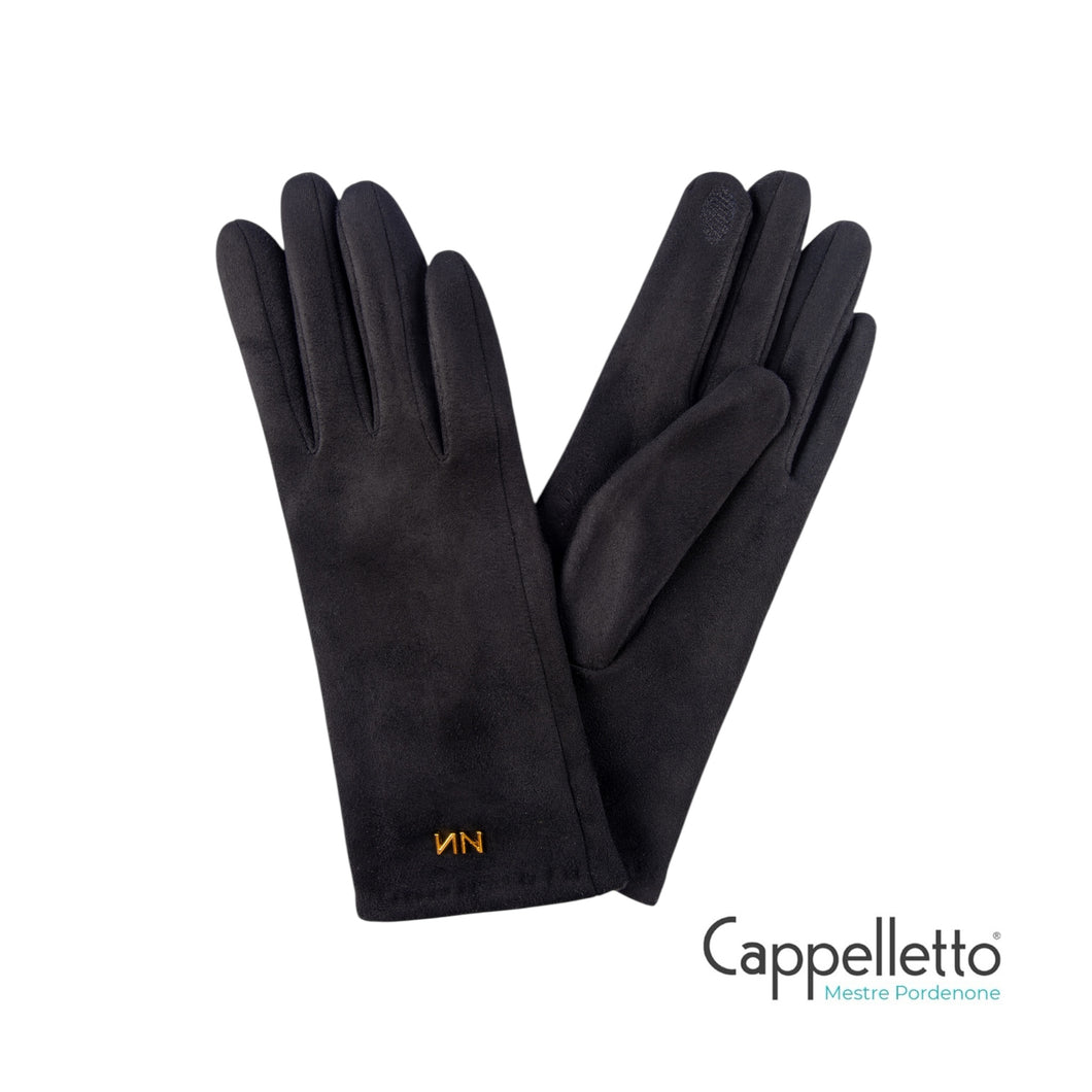 ZINCO Guanti in Suede Logo NN Metallo - Nero