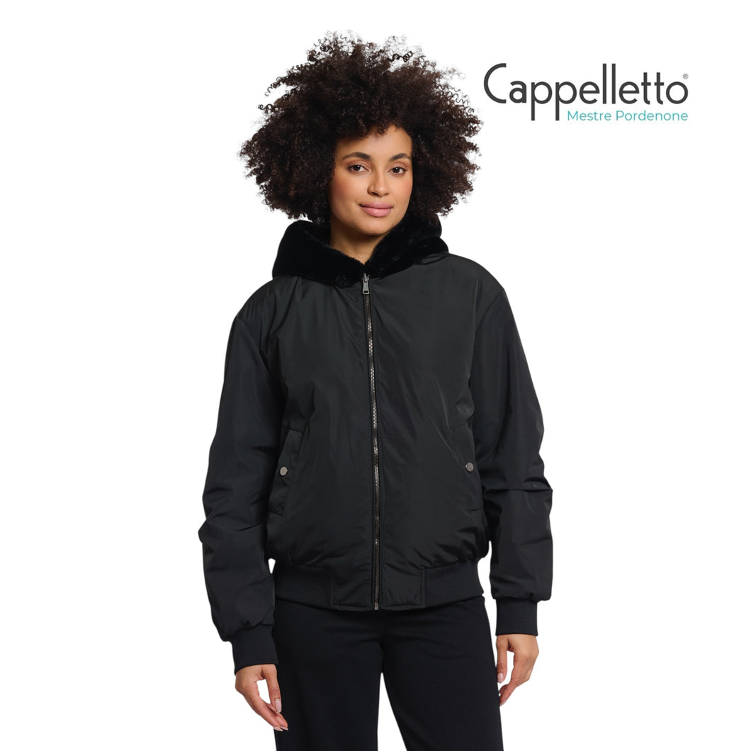 RUBIA Bomber Reversibile con Ecopelliccia Nero