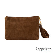 Carica l&#39;immagine nel visualizzatore di Gallery, BRENDA Pochette in Pelle Scamosciata Cognac
