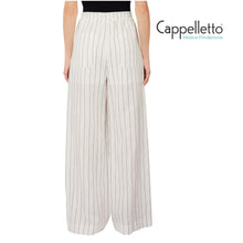 Carica l'immagine nel visualizzatore di Gallery, Pantalone Lungo in Misto Lino Bianco Lana/Nero WA6368
