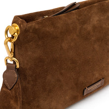 Carica l&#39;immagine nel visualizzatore di Gallery, BRENDA Pochette in Pelle Scamosciata Cognac

