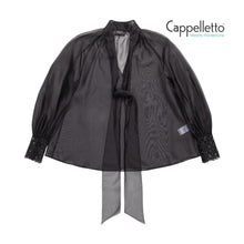 Carica l&#39;immagine nel visualizzatore di Gallery, FIJI Blusa Polso Ricamato Organza - Nero
